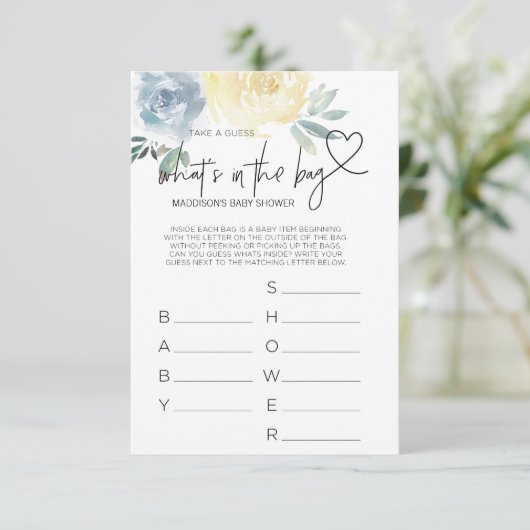 Baby Shower Games Baby Boy Shower Favorit Card Begleitkarte (Stehend Vorderseite)