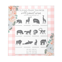 Baby Shower Games Coral Rose Gingham Notizblock