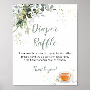 Baby Shower Games Tee Party Diaper Raffle Schild