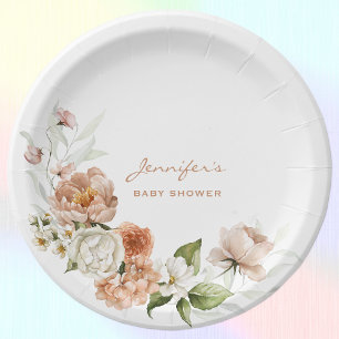 Baby Shower Garden 7-in Soft Blush Pink Florals Pappteller