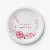 Baby Shower Garden Florals 7-in Pink Floral Pappteller (Vorderseite)