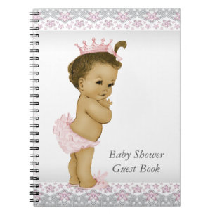 Baby-Shower-Gästebuch Rosa und Grau Notizblock