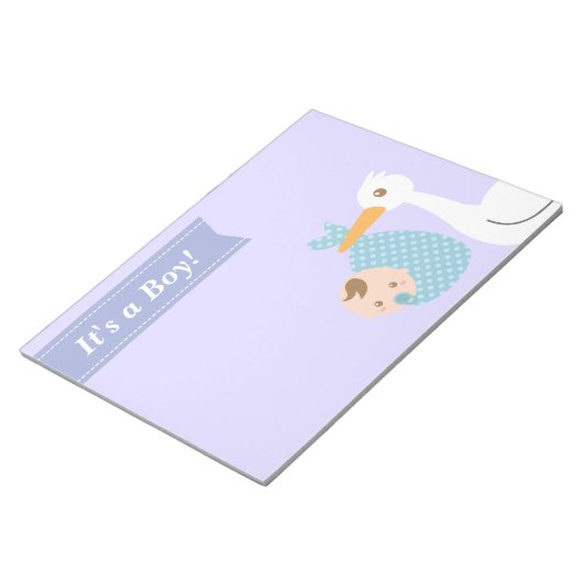 Baby Shower Gastgeschenk - Stork Delivers Baby Boy Notizblock (angewinkelt)