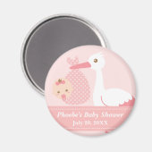 Baby Shower Gastgeschenk - Stork Delivers Baby Gir Magnet (Vorderseite/Rückseite)