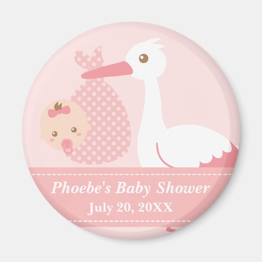 Baby Shower Gastgeschenk - Stork Delivers Baby Gir Magnet (Vorne)