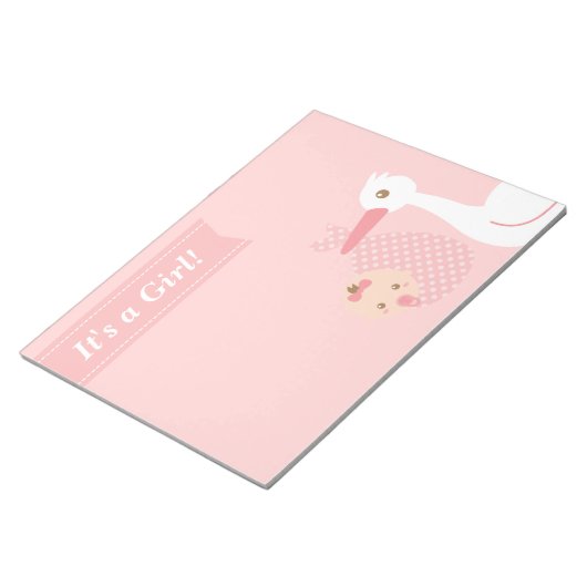 Baby Shower Gastgeschenk - Stork Delivers Baby Gir Notizblock (angewinkelt)