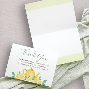 Baby-Shower Gelbe Aquarell-Blumentasse Dankeskarte