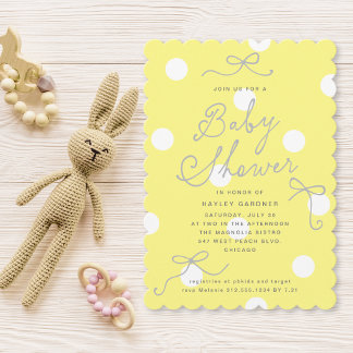 Baby-Shower Gelbe Moderne Schleifen Einladung