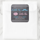 "Baby Shower" Gender enthüllt "He or she" Chalkboa Quadratischer Aufkleber (Tasche)
