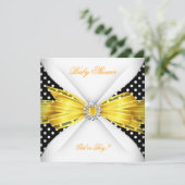 Baby Shower Gender offenbaren schwarz-gelben weiße Einladung (Stehend Vorderseite)