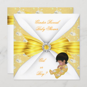 Baby Shower Gender Reveal Yellow Girl Boy Bunny AM Einladung