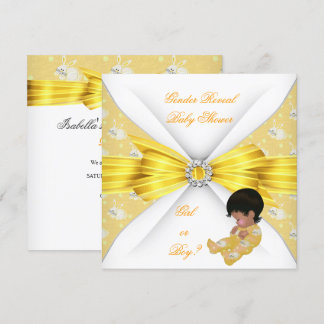 Baby Shower Gender Reveal Yellow Girl Boy Bunny AM Einladung