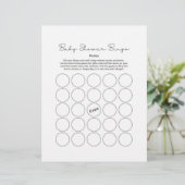 Baby Shower Geschenk-Bingo-Spiel Briefbogen (Stehend Vorderseite)