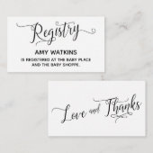 Baby Shower Geschenkkarte mit elegantem Skript Begleitkarte (Vorne/Hinten)