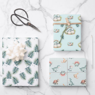 Baby-Shower-Geschenkpapier-Set Dinosaurier Dino Mi Geschenkpapier Set