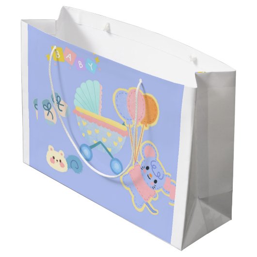 Baby-Shower-Geschenktasche Große Geschenktüte (Rückseite Schrägansicht)