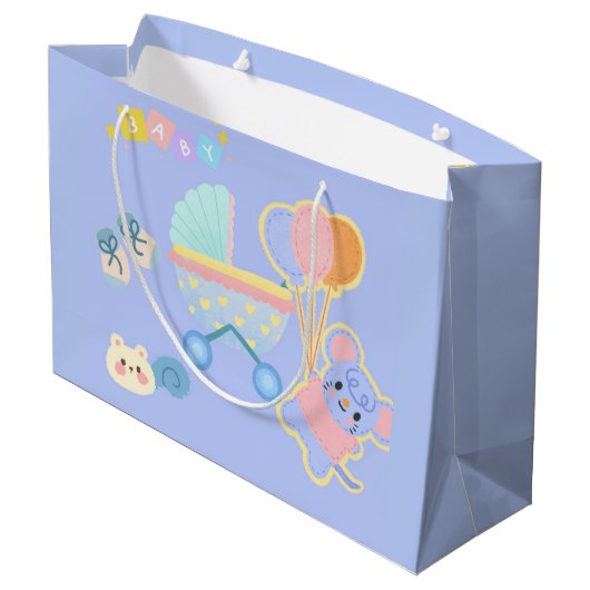 Baby-Shower-Geschenktasche Große Geschenktüte (Rückseite Schrägansicht)