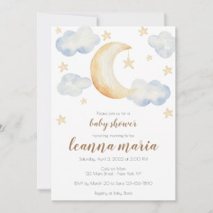 Baby Shower Geschlecht Enthüllung Mond Sterne Einl Einladung