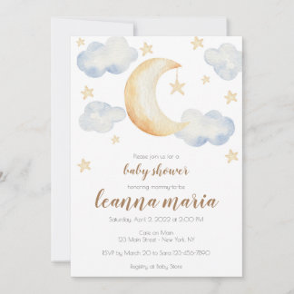 Baby Shower Geschlecht Enthüllung Mond Sterne Einl Einladung