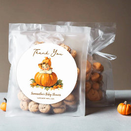 Baby Shower Gevor Danke Little Pumpkin Girly Runder Aufkleber