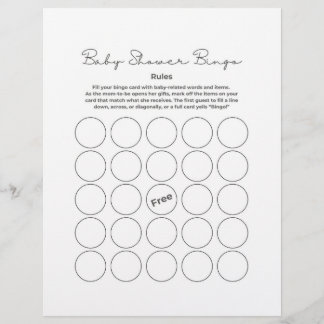 Baby Shower Gift Bingo Game Briefbogen