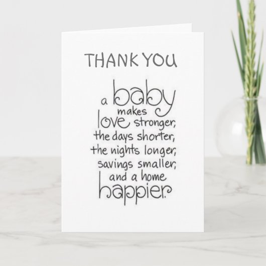 BABY SHOWER/GIFT DANKEN SIE MIT BABY LIEBE DANKESKARTE (Vorderseite)