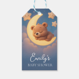 Baby Shower Gift Tag – Teddy Bear on the Moon Geschenkanhänger