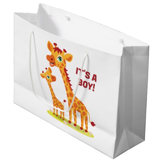 Baby Shower Giraffe Geschenktasche Große Geschenktüte (Vorderseite Schrägansicht)