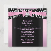 Baby Shower Girl Baby Pink Black Zebra Einladung (Rückseite)