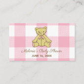 Baby Shower Girl Bear Diaper Raffle Ticket Begleitkarte (Rückseite)