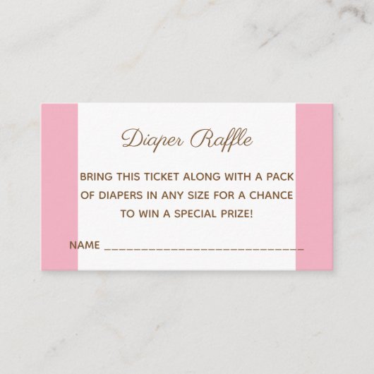 Baby Shower Girl Bear Diaper Raffle Ticket Begleitkarte (Vorderseite)