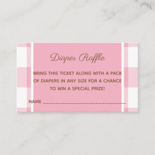 Baby Shower Girl Bear Pink Diaper Raffel Ticket Begleitkarte