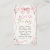 Baby Shower Girl Books for Baby Card with bow Begleitkarte (Vorderseite)