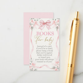 Baby Shower Girl Books for Baby Card with bow Begleitkarte