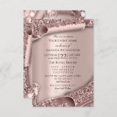 Baby Shower Girl Boy Feet Glam Rose Gold 3D Effec Einladung (Vorne/Hinten)