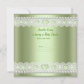 Baby Shower Girl Boy Mint Umbrella Pearl Einladung (Rückseite)