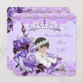 Baby Shower Girl Butterfly Lilac Lavender Rose Einladung (Vorne/Hinten)