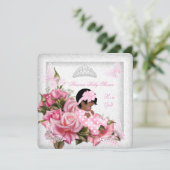 Baby Shower Girl Butterfly Pink Rose Baby OM Einladung (Stehend Vorderseite)