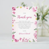 Baby Shower Girl Danke Karte | Pink | Elefant (Stehend Vorderseite)