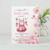 Baby Shower Girl Einladung (Stehend Vorderseite)