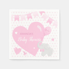 Baby Shower Girl Elephant Balloon Paper Napkin Serviette