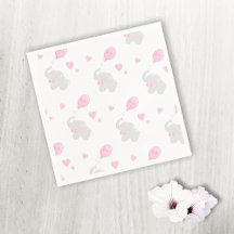 Baby Shower Girl Elephant Balloons Papier Napkin