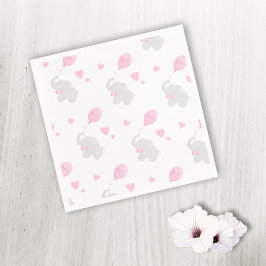 Baby Shower Girl Elephant Balloons Papier Napkin Serviette