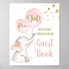 Baby Shower Girl Elephant Gästebuch