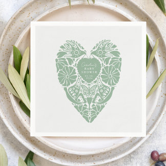 Baby shower girl folk flower heart Paper  Serviette