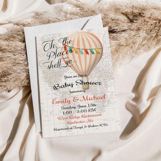Baby Shower Girl Hot Air Ballon Einladung