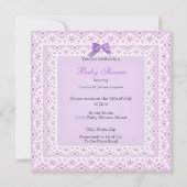Baby Shower Girl Hübsch Lavender Lease Brünett Einladung (Rückseite)
