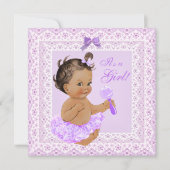 Baby Shower Girl Hübsch Lavender Lease Brünett Einladung (Vorderseite)