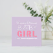Baby Shower Girl Lavender Pink Classic Modernes Lo Einladung (Stehend Vorderseite)