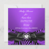 Baby Shower Girl Lila Black Lace Zebra Einladung (Rückseite)